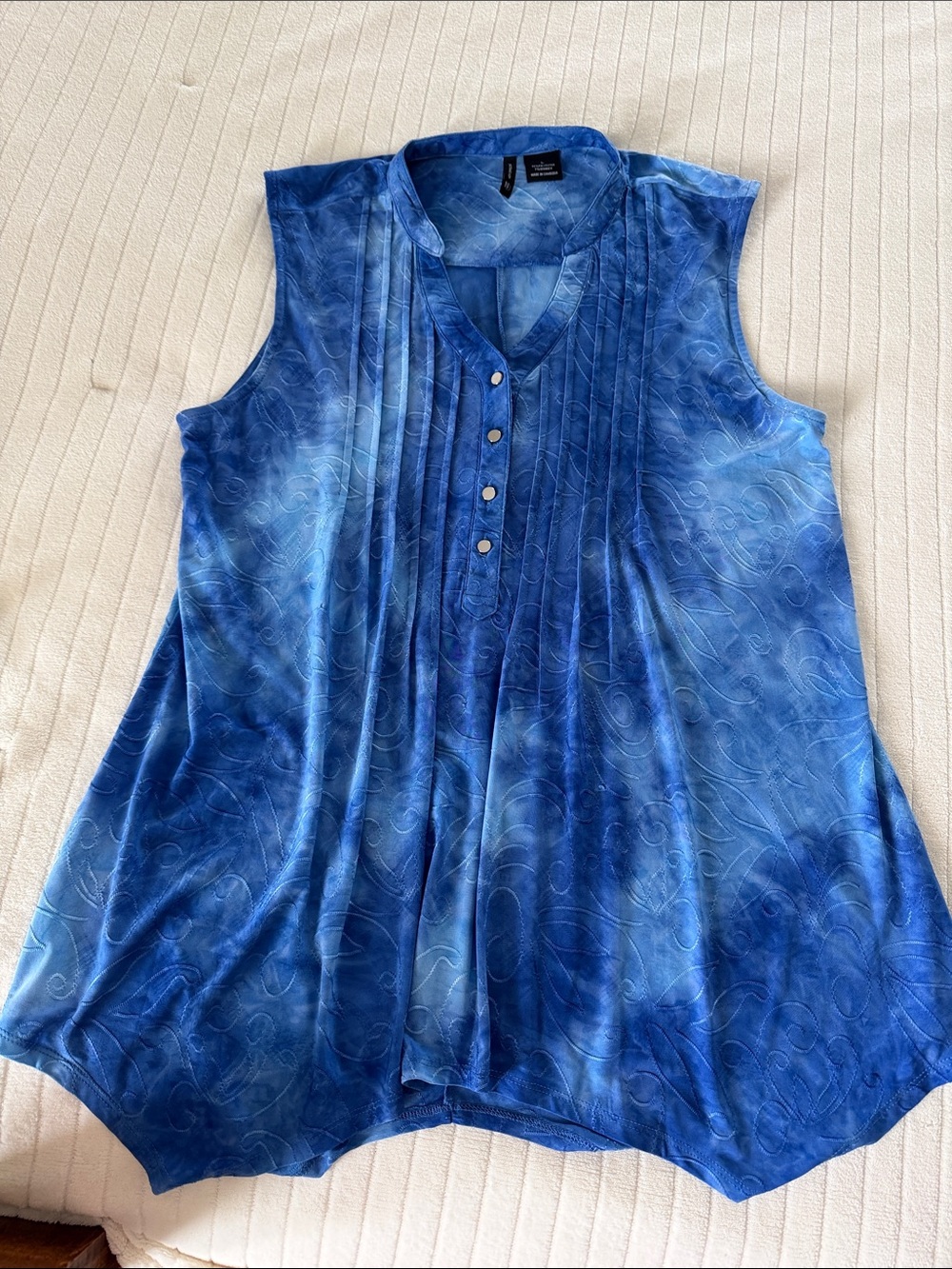 new directions Blue Pintuck Sleeveless V-Neck Top